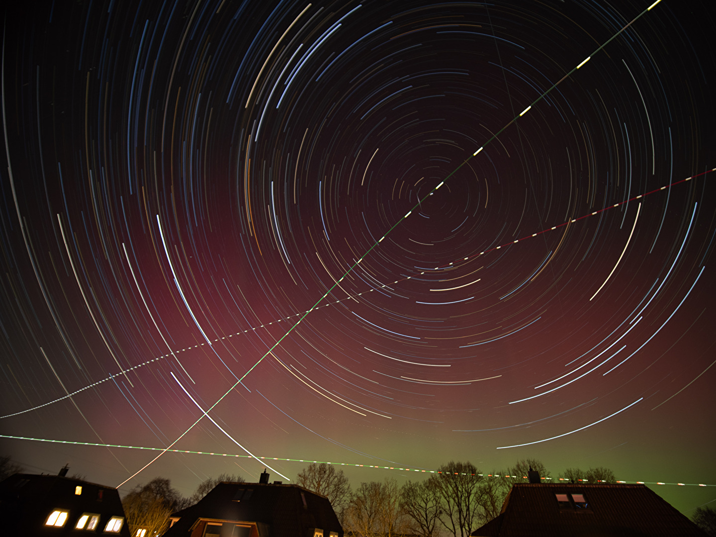 Startrails, Nordlichter, Airport Bremen