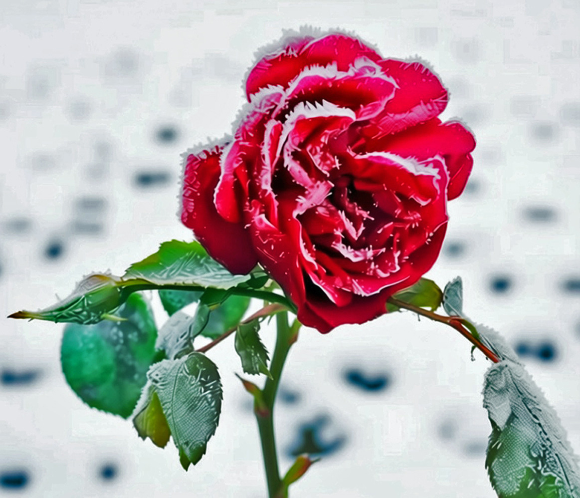 Rose nach der kalten Nacht Wintermärchen