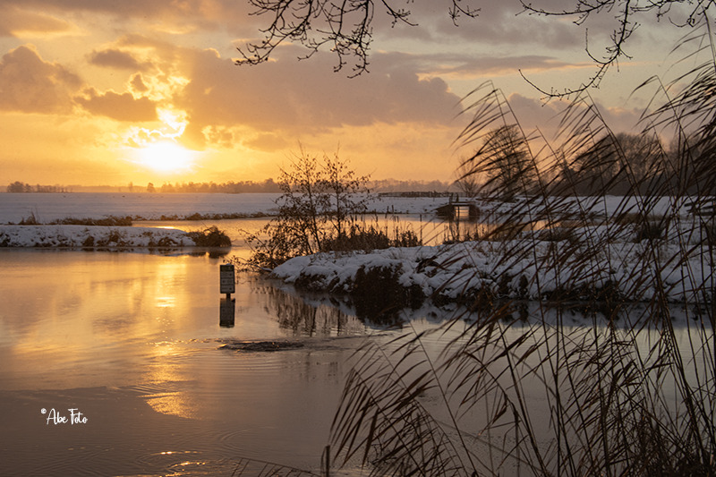 Abendsonne uber besneite Polder.