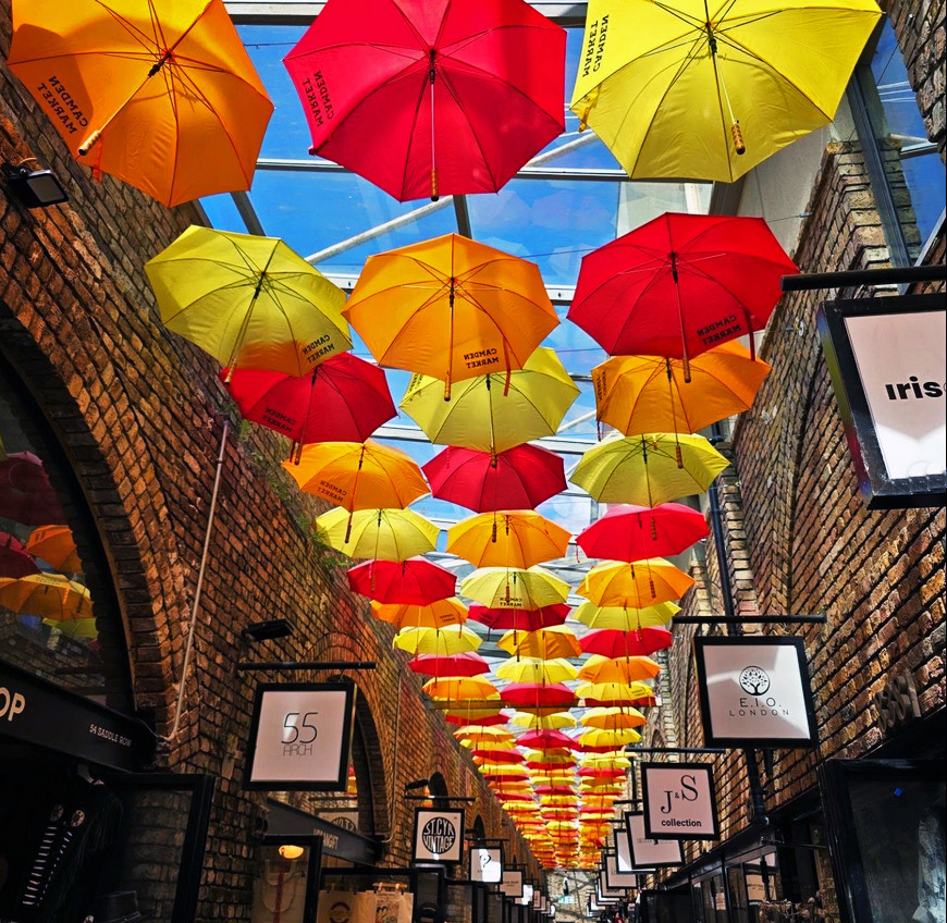 Umbrella Street in the Camden Market in London