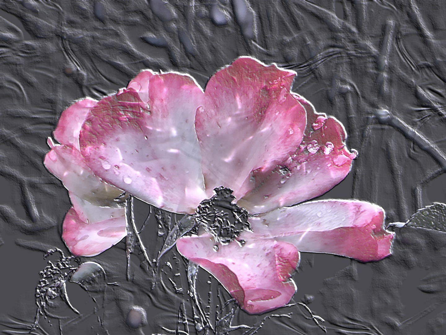 Prägung einer Rosenblüte