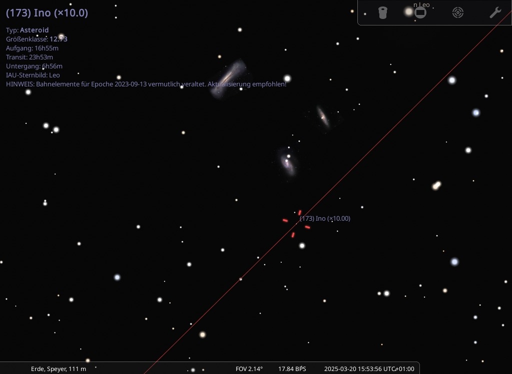 Leo triplet in Begleitung vom Asteroiden INO