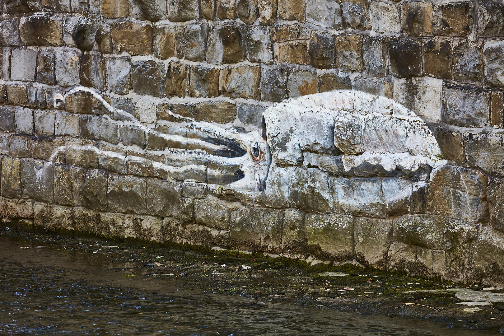 Graffiti an der Mauer zwischen Wienfluss und U4