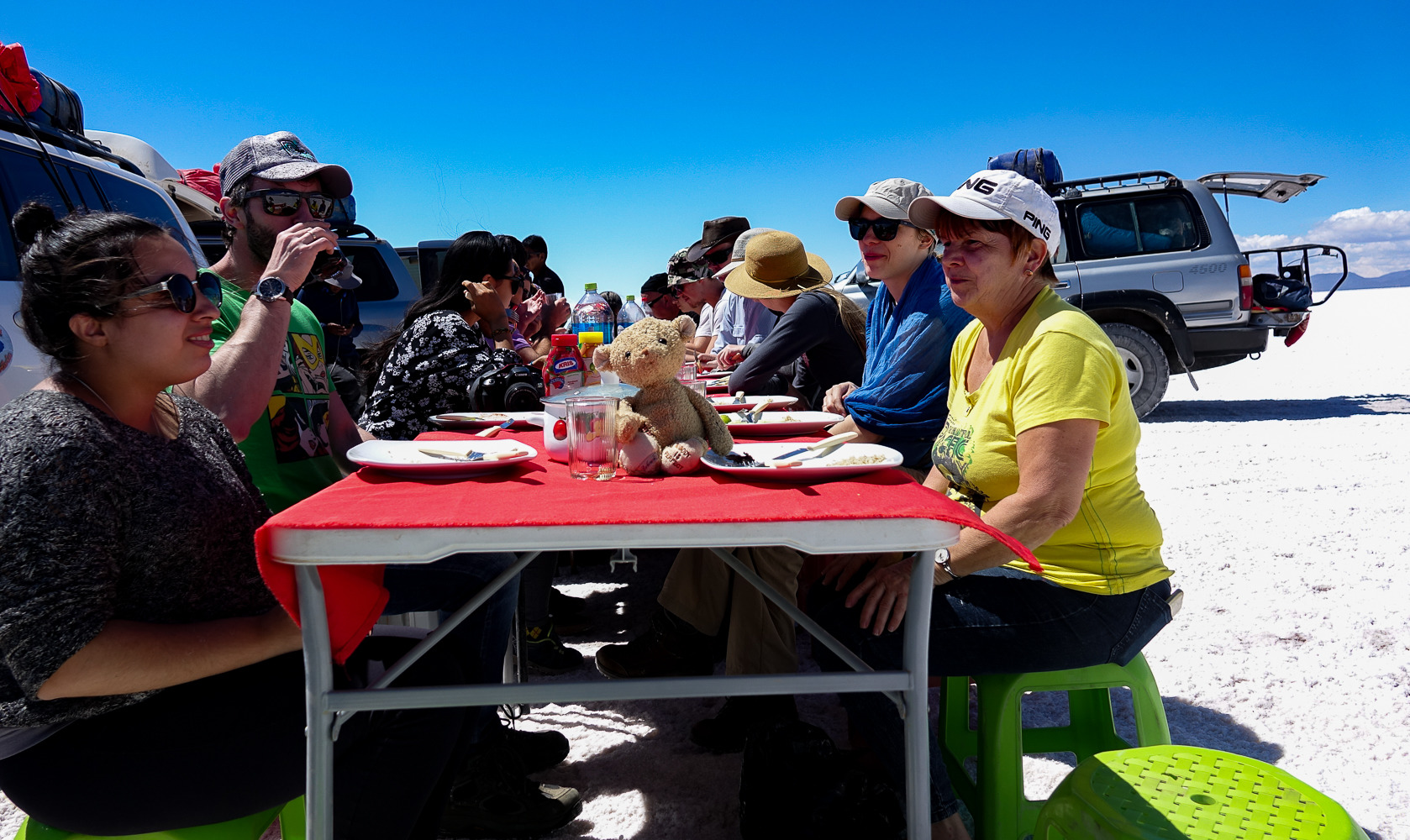 Picknick in Bolivien - alle Kontinente waren vertreten