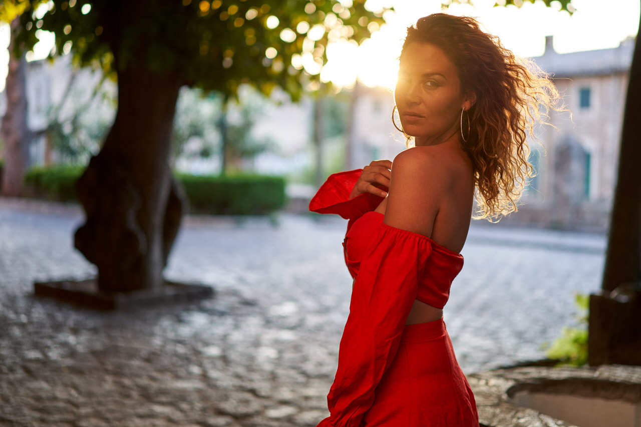 Sonnenuntergang am Dorfplatz von Valdemossa