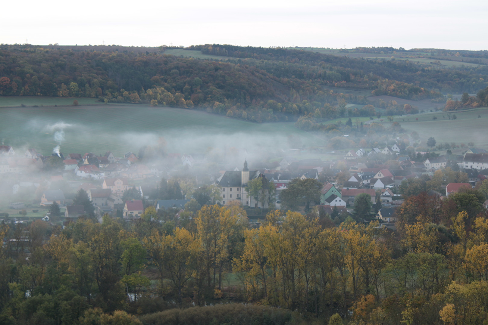 Nebel über dem Schloss Balgstädt
