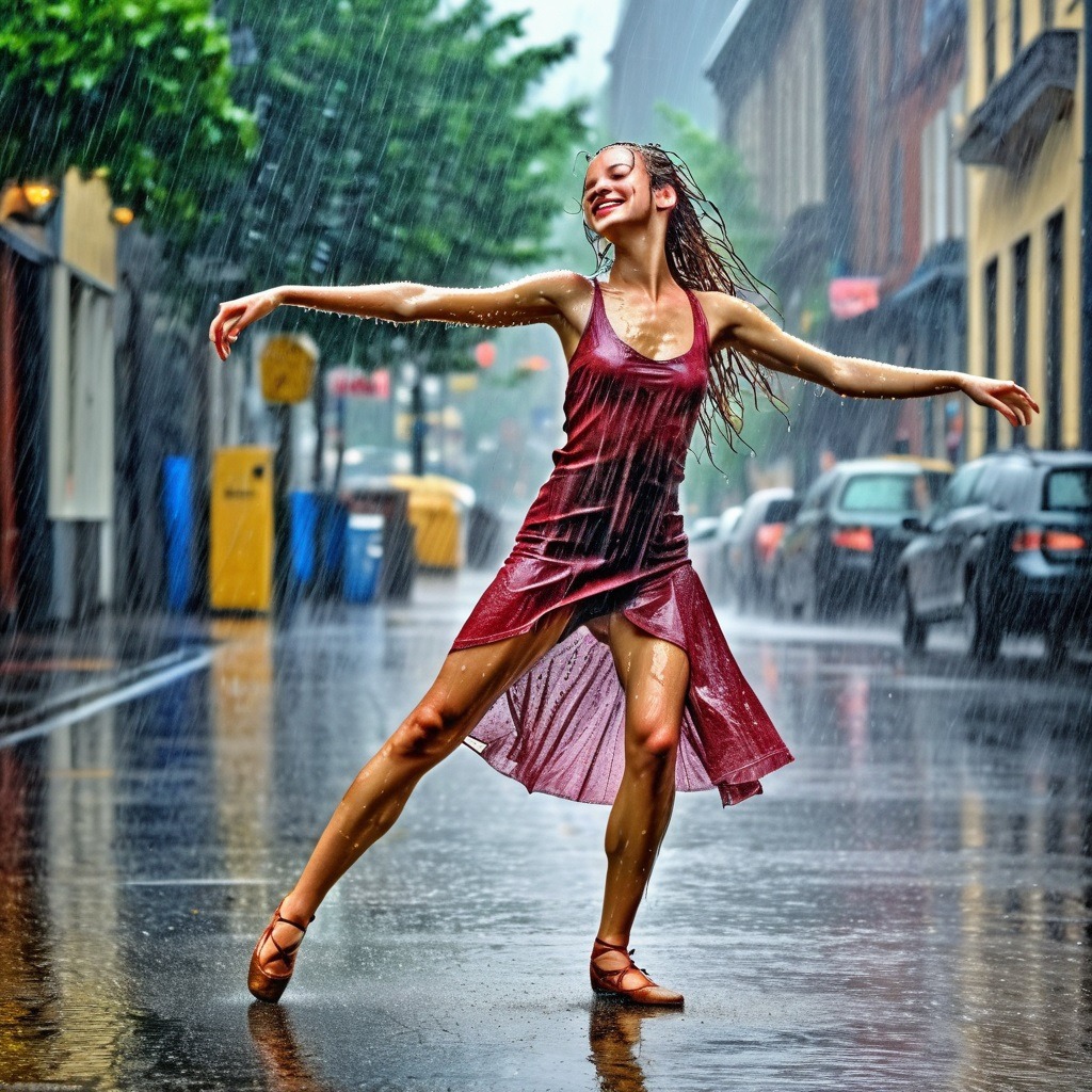 Regentanz (mit KI erstellt, weil ich keine Fotos von tanzenden Menschen im Regen Habe)