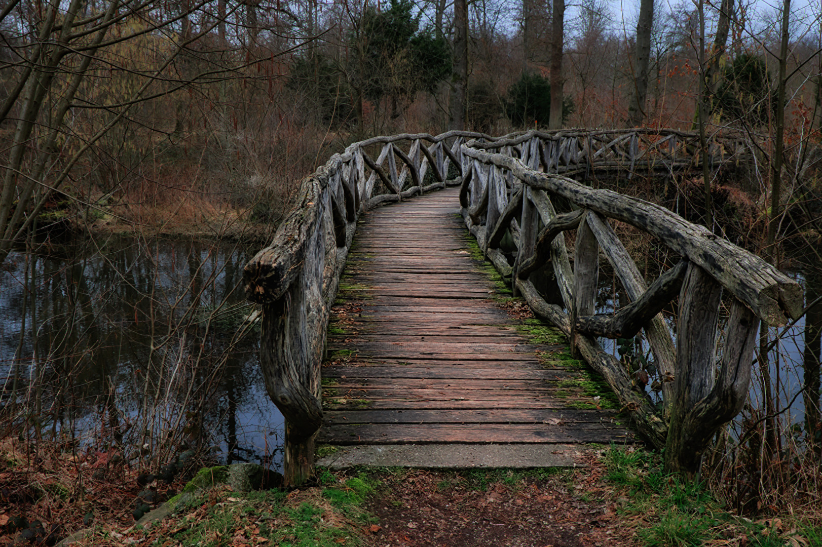 alte Holzbrücke im Wald