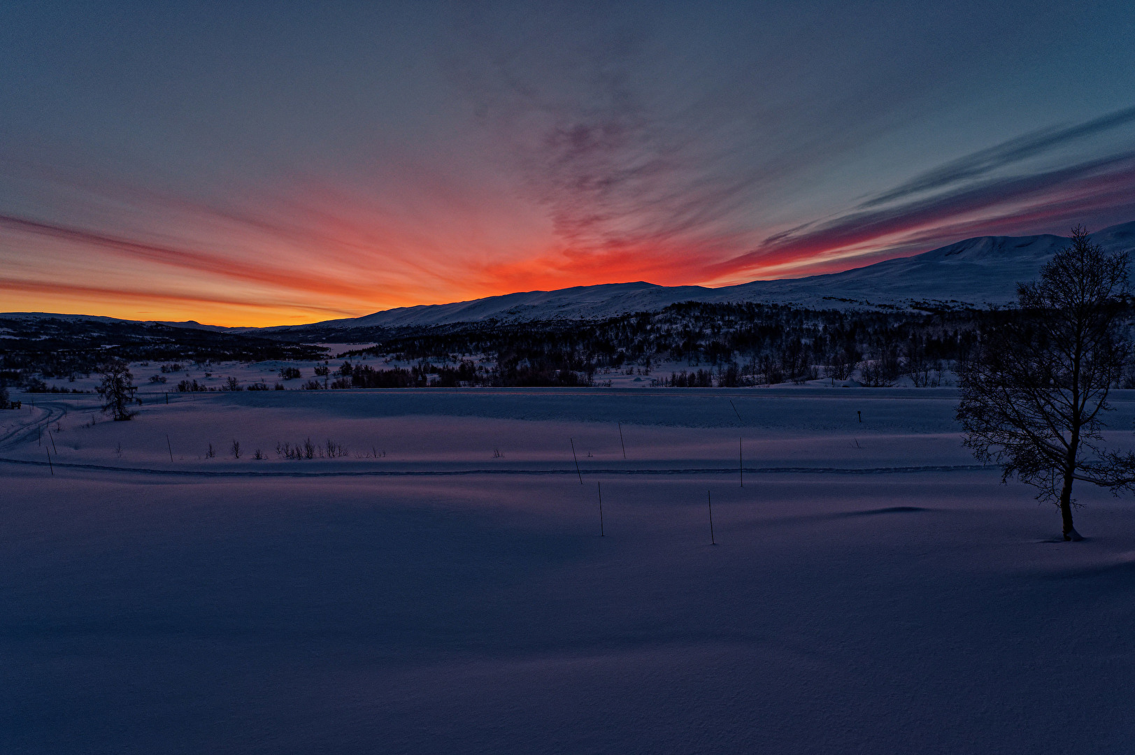 Sonnenaufgang am Neujahrsmorgen in Norwegen