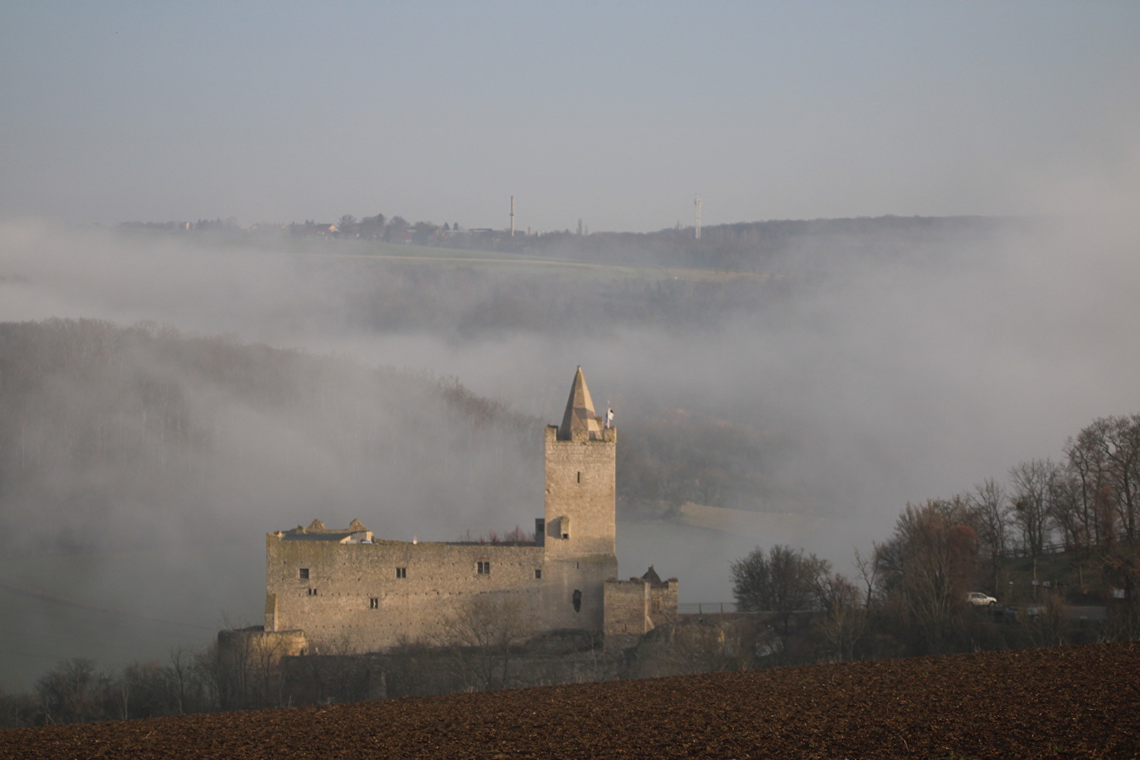 Die Rudelsburg im Nebel