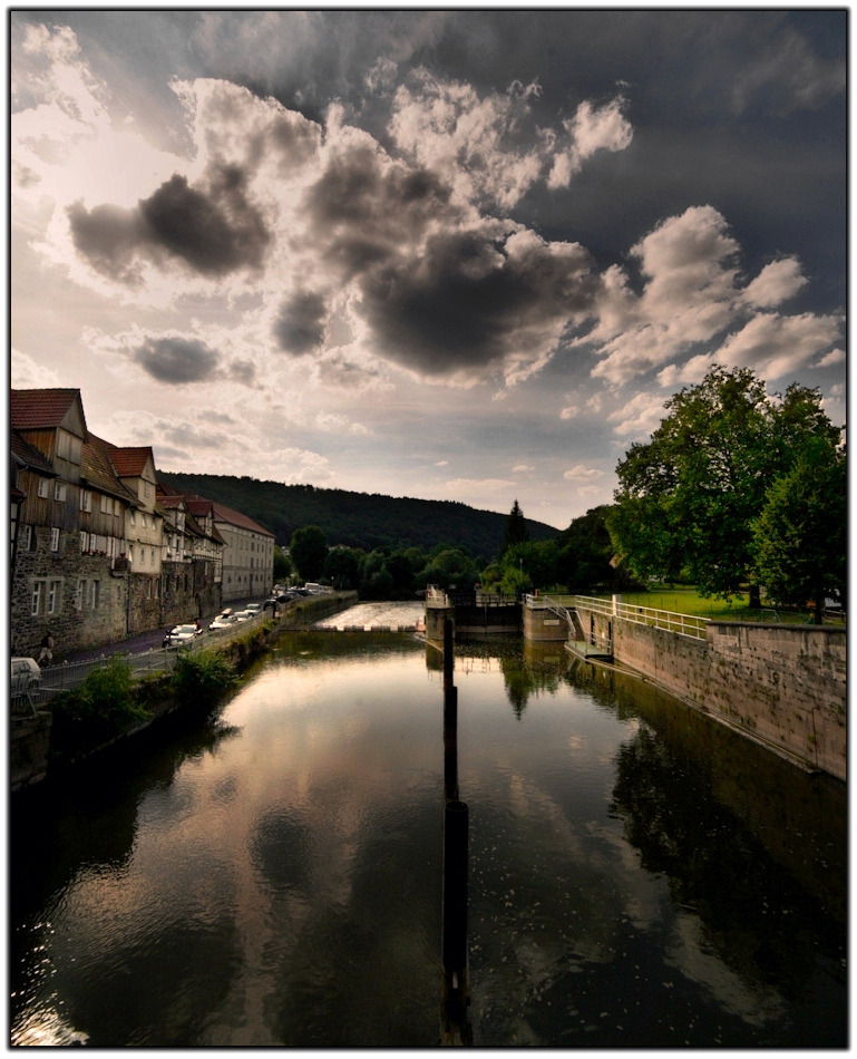 Historisches Nadelwehr in der Werra bei Hann.Münden