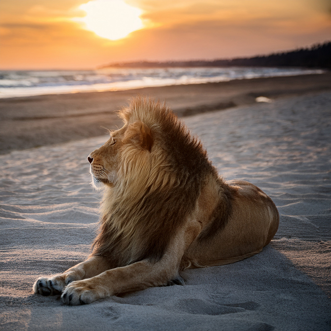 Der Löwe am Strand.