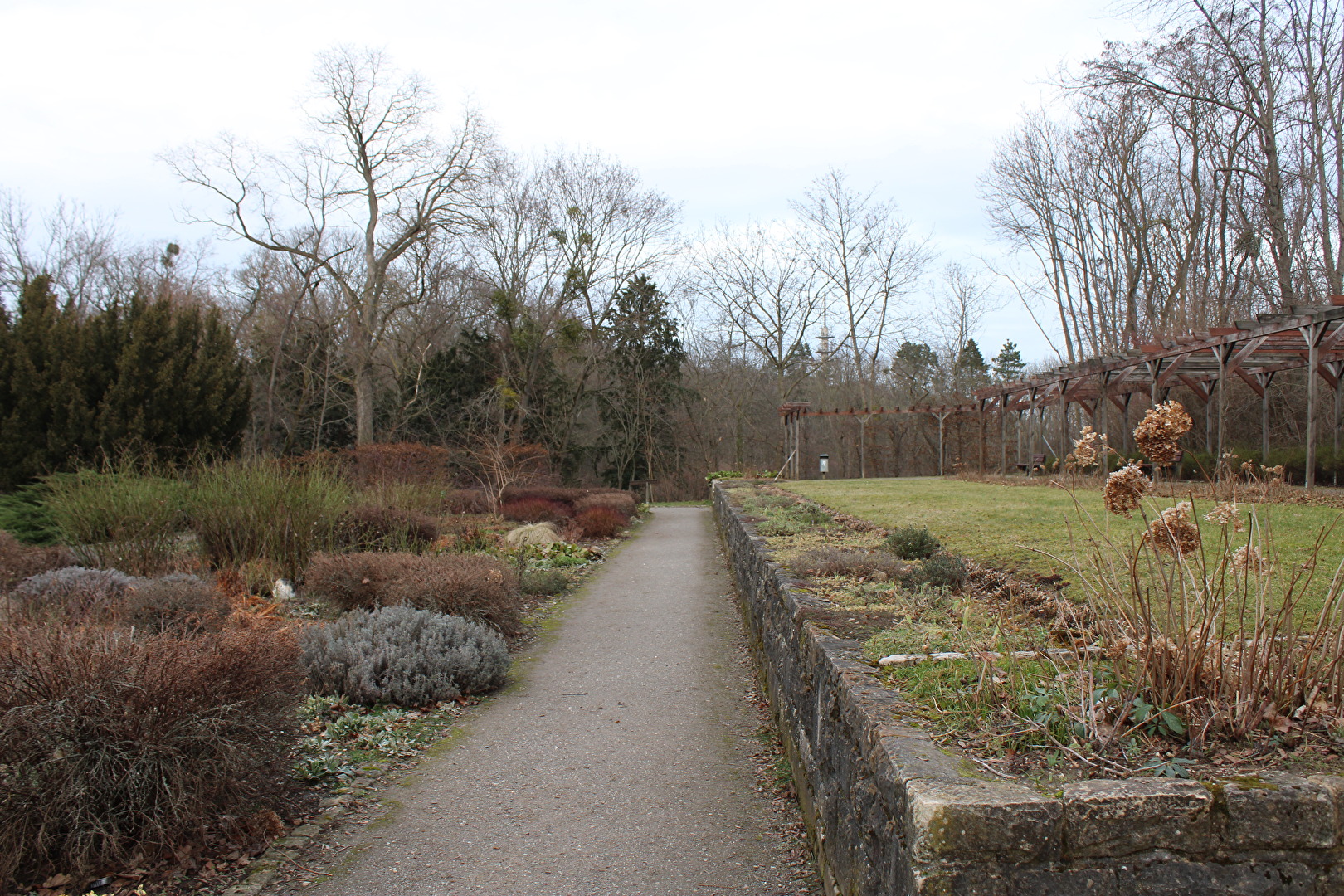 Der Weg vorbei an der Pergola