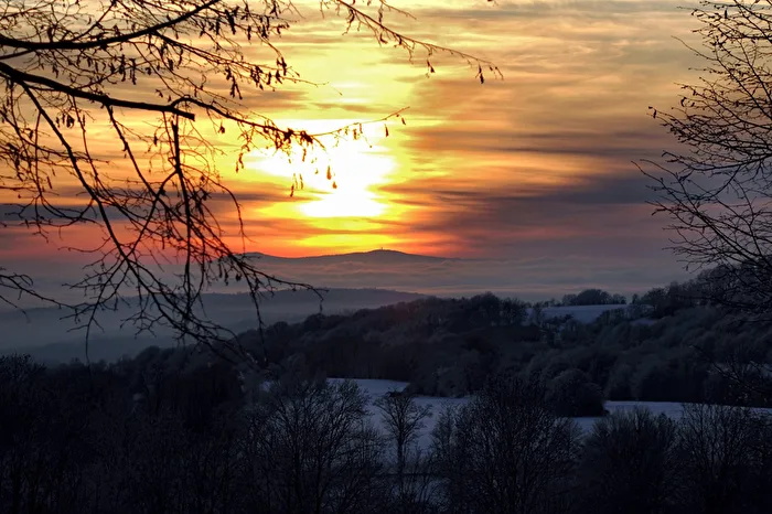 View from Vogelsberg/Hessen to the Taunus (Feldberg with radio tower)