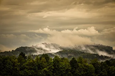 Wolken im Berg