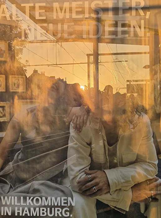 Evening sun in bus stop advertisement