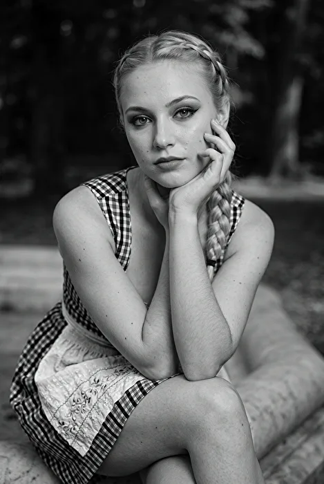 Lady in Black and White