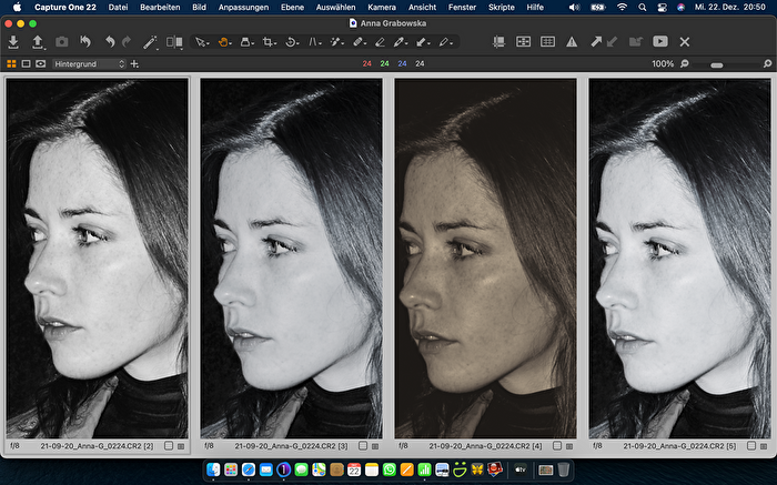 im Profil Anna, 3 x SW + 1 Sepia