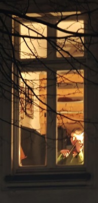 berlin fenster frau musik hausmusik geige streichinstrument