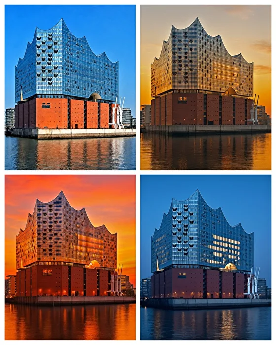 Elbphilharmonie Collage Lichtstimmungen - KI
