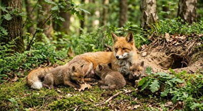 Fuchs mit nachwuchs
