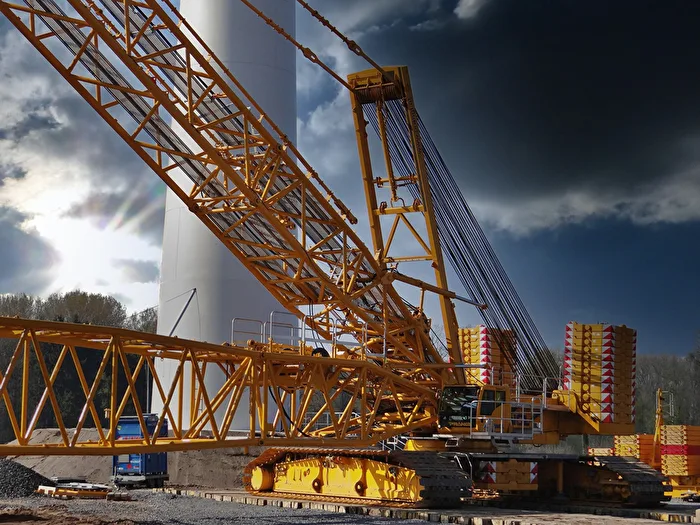 at a wind turbine construction site