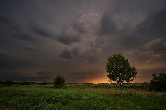 Sunset and lightning