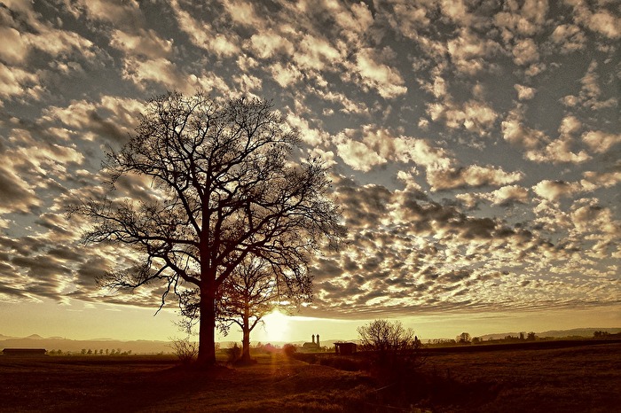 Herbstlicher Sonnenuntergang an "meinem" Malerwinkel bei Weihenlinden