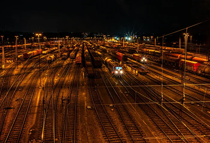 Freight Yard at Night