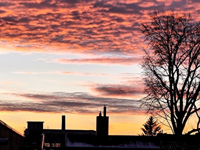 abendlicher Blick aus dem Fenster