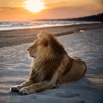 Der Löwe am Strand.