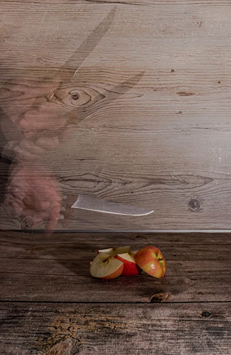 Chop apple into small pieces.