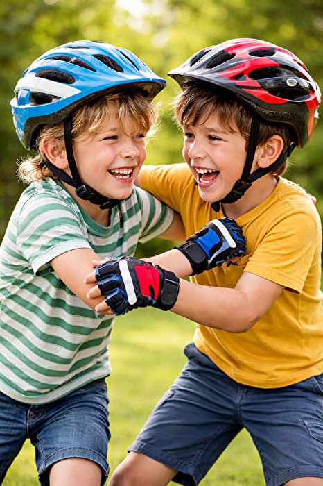 Eine kleine Rauferei unter Brüdern;  wer von den beiden liegt als erstes auf dem Boden ?