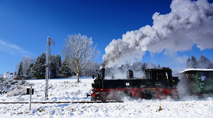 Winterdampf im Erzgebirge