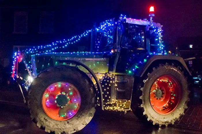 The light parade of the farmers here from the district.