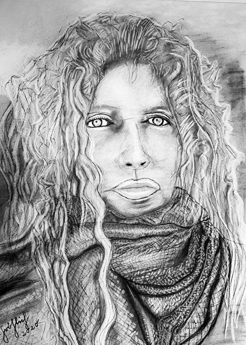 Frauenportrait Graphit