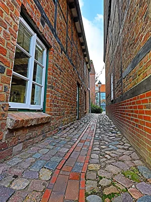 Has und Igel Gasse in Buxtehude Heimat Pflasterstein
