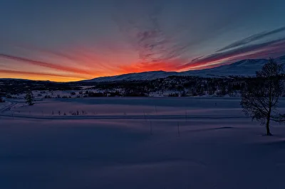 Sonnenaufgang am Neujahrsmorgen in Norwegen