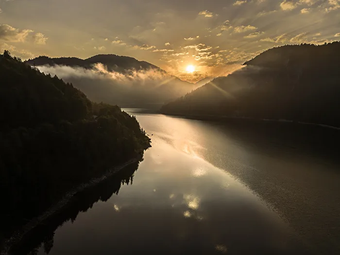 Sylvenstein zum Sonnenaufgang