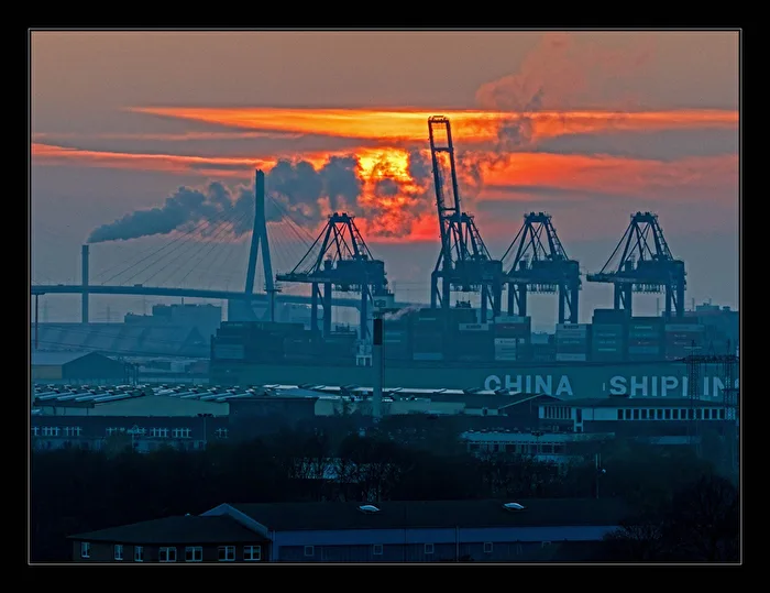 Sunset in the Hamburg Harbor