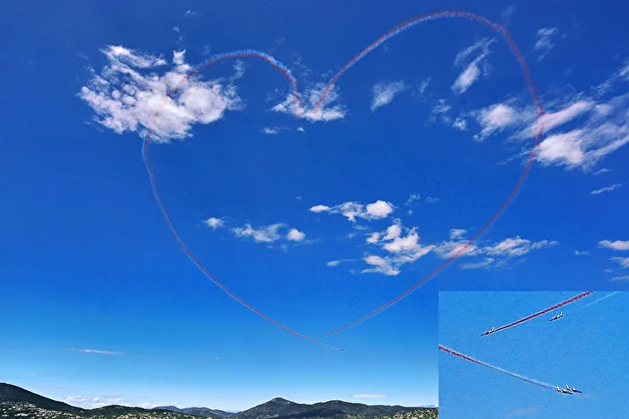 Goosebumps moment over Saint-Tropez: A heart for France