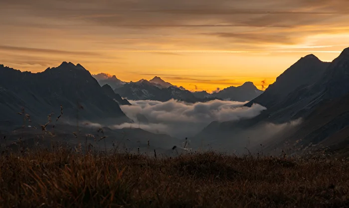 Evening autumn mood in the Alps